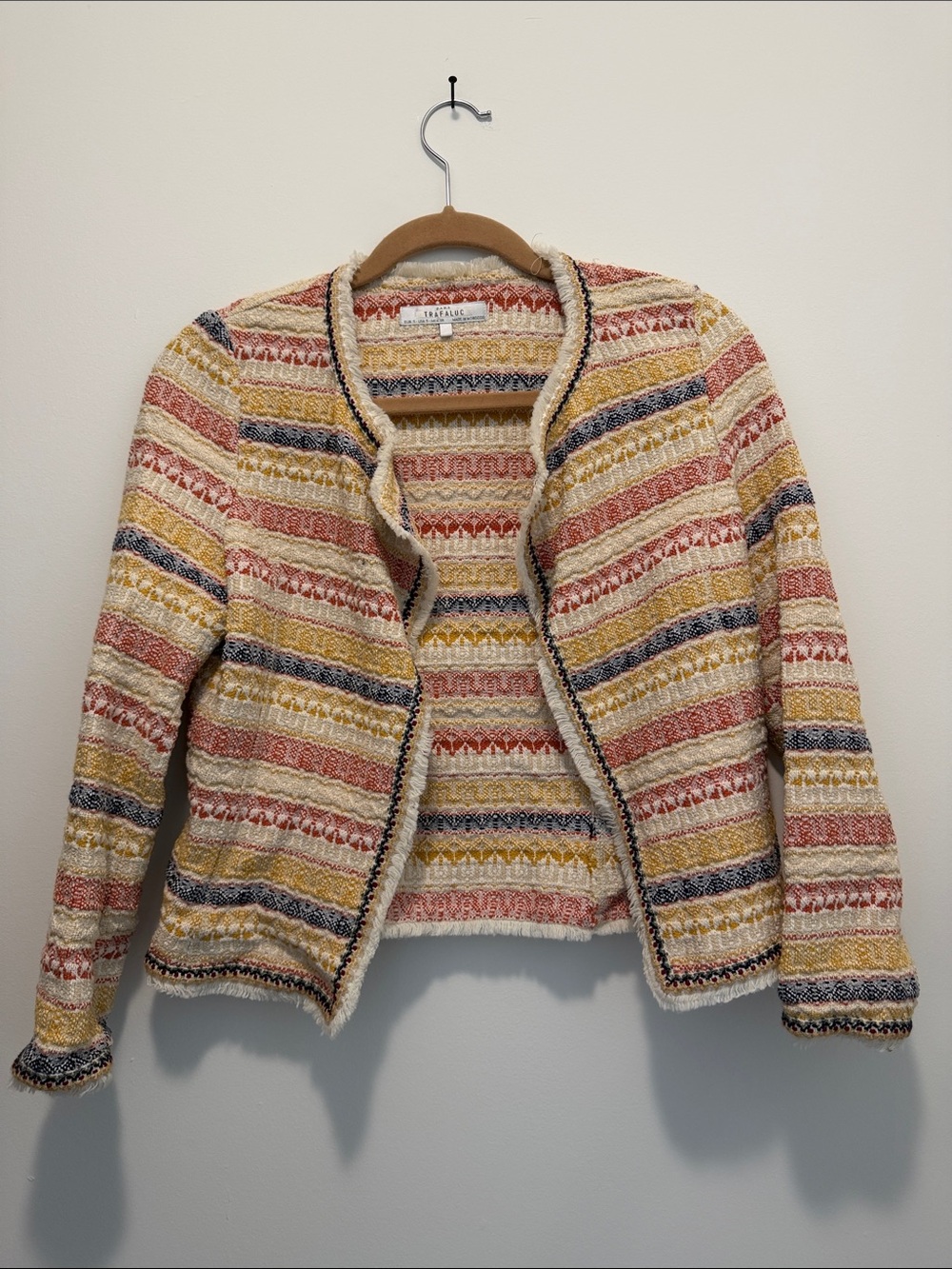 Zara Multicolor Striped Open-Front Cardigan - Pink, Yellow, Blue